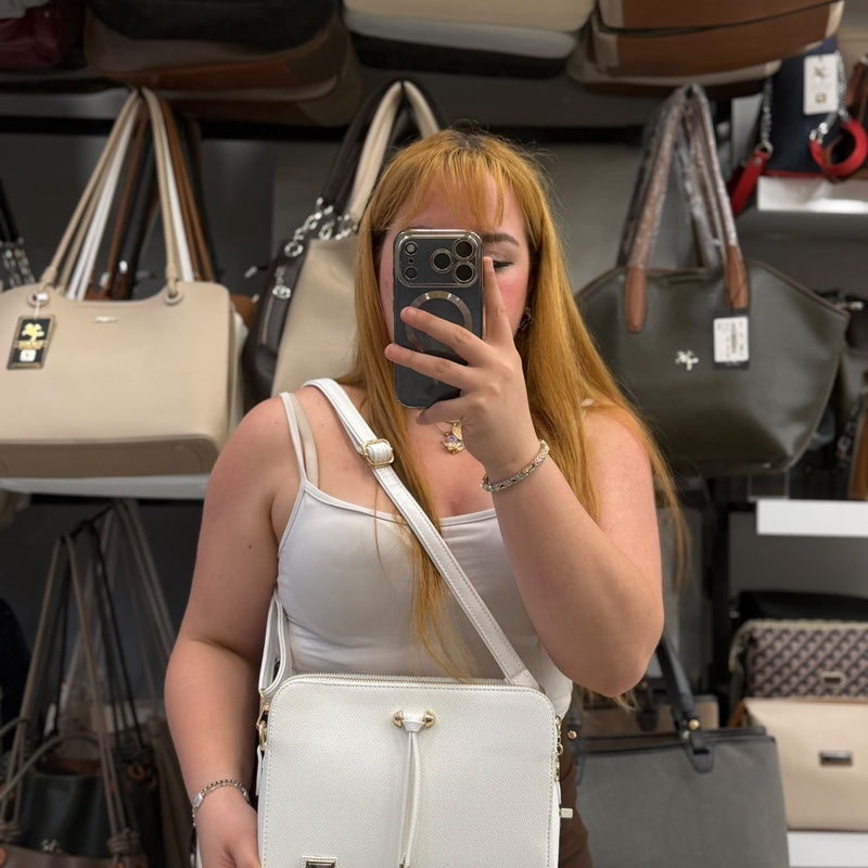 Nas Bag 461 Beyaz Püskül Detaylı Yumuşak Deri Kadın Çantası - 461 - 1