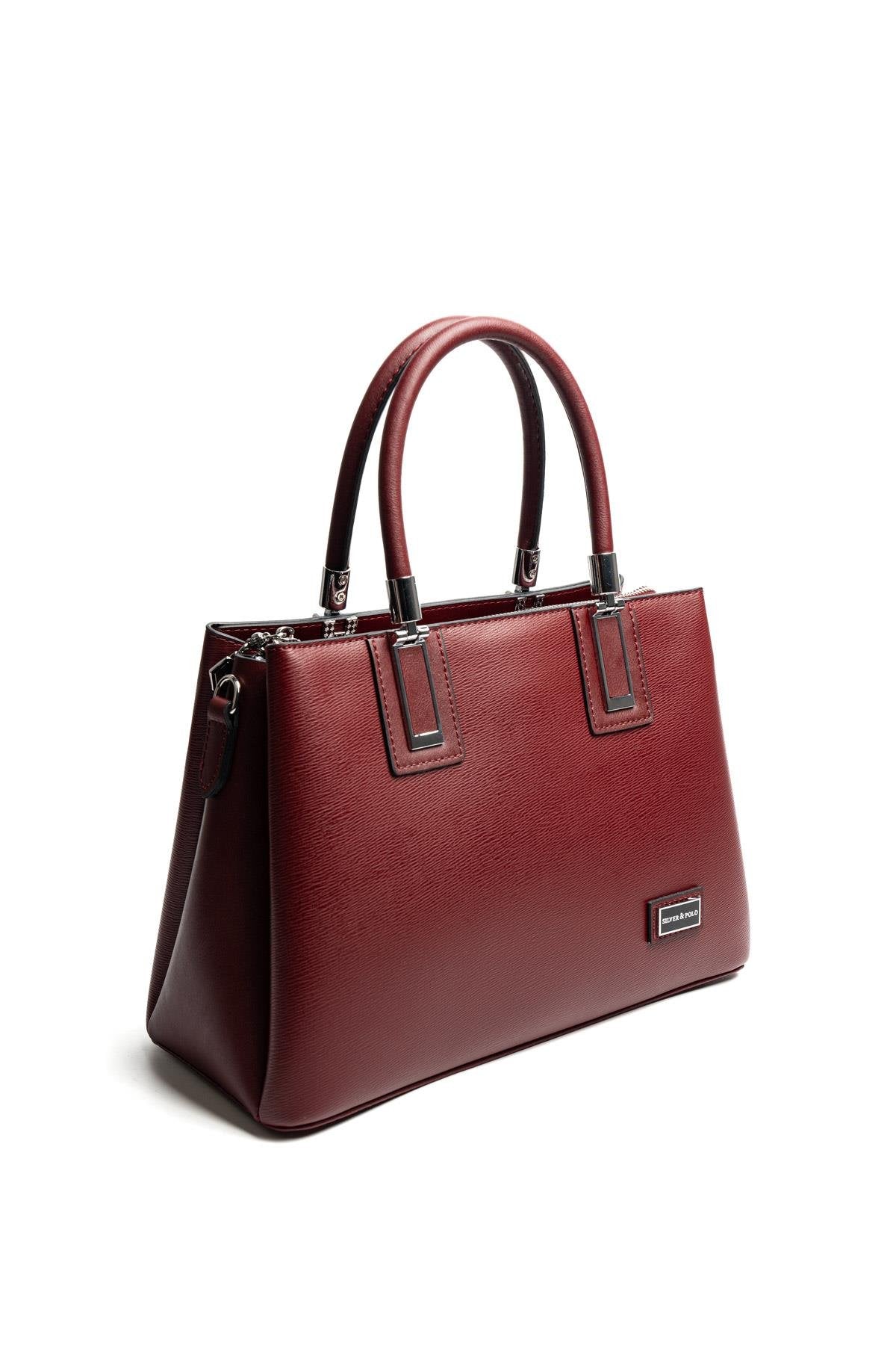 Silver & Polo SP1000 Kadın El Çantası Düz Bordo