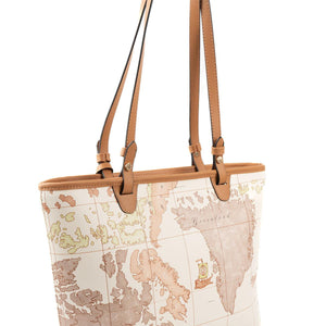 Silver & Polo SP1204 Kadın Omuz Çantası Harita Bej-A.Taba