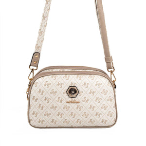 Silver & Polo SP745 Kadın Çapraz Çanta Monogram Bej-Kum