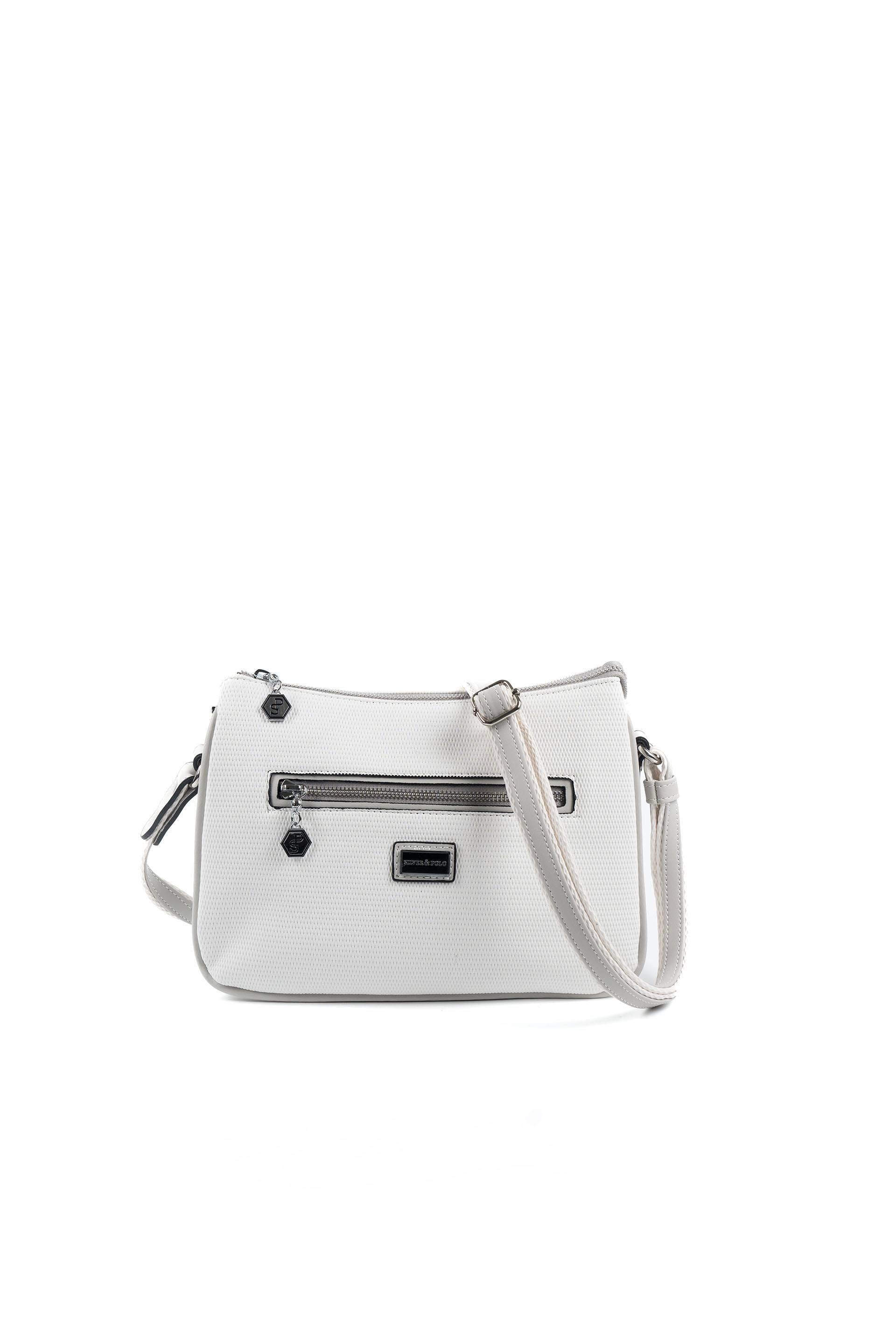 Silver & Polo Beyaz - A.gri SP818 Kadın Çapraz Çanta
