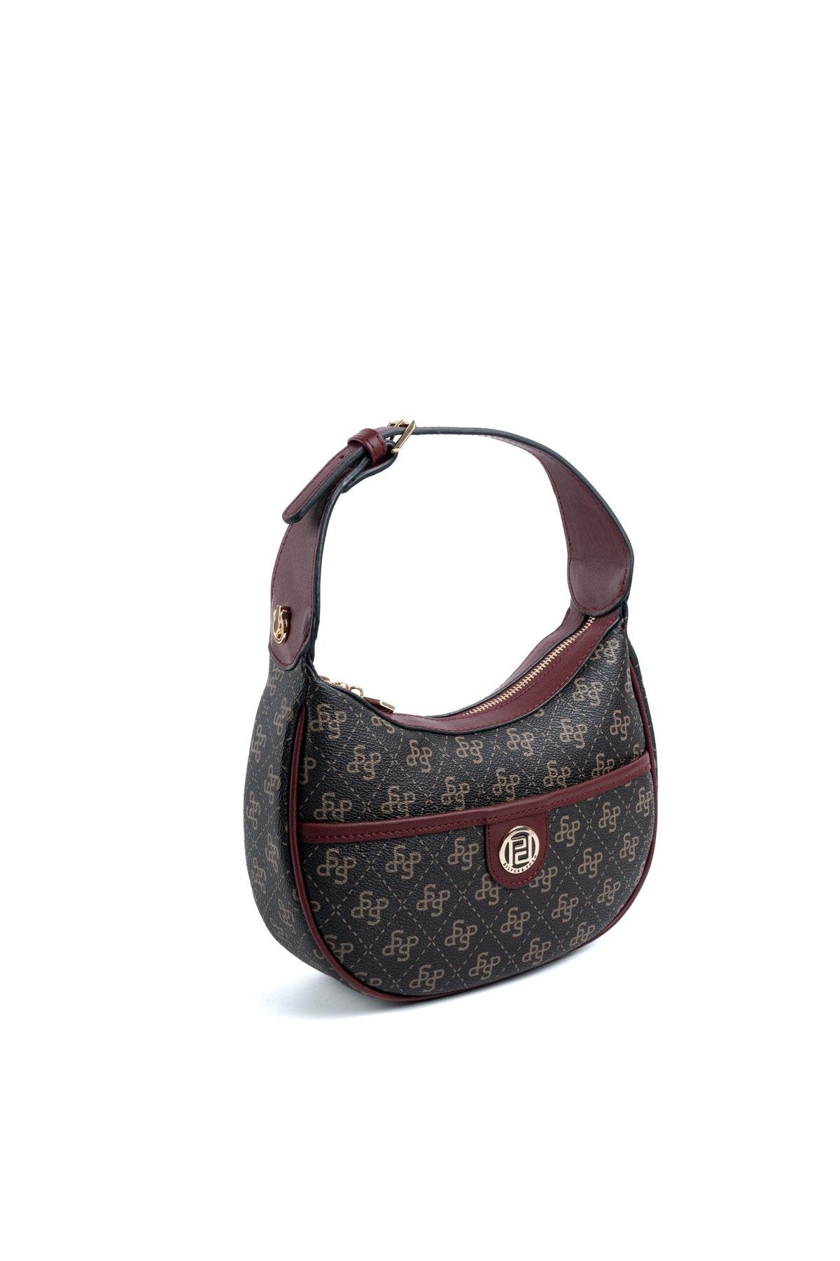 Silver & Polo Kahve Sarı - Bordo SP1194 Kadın Omuz Çantası
