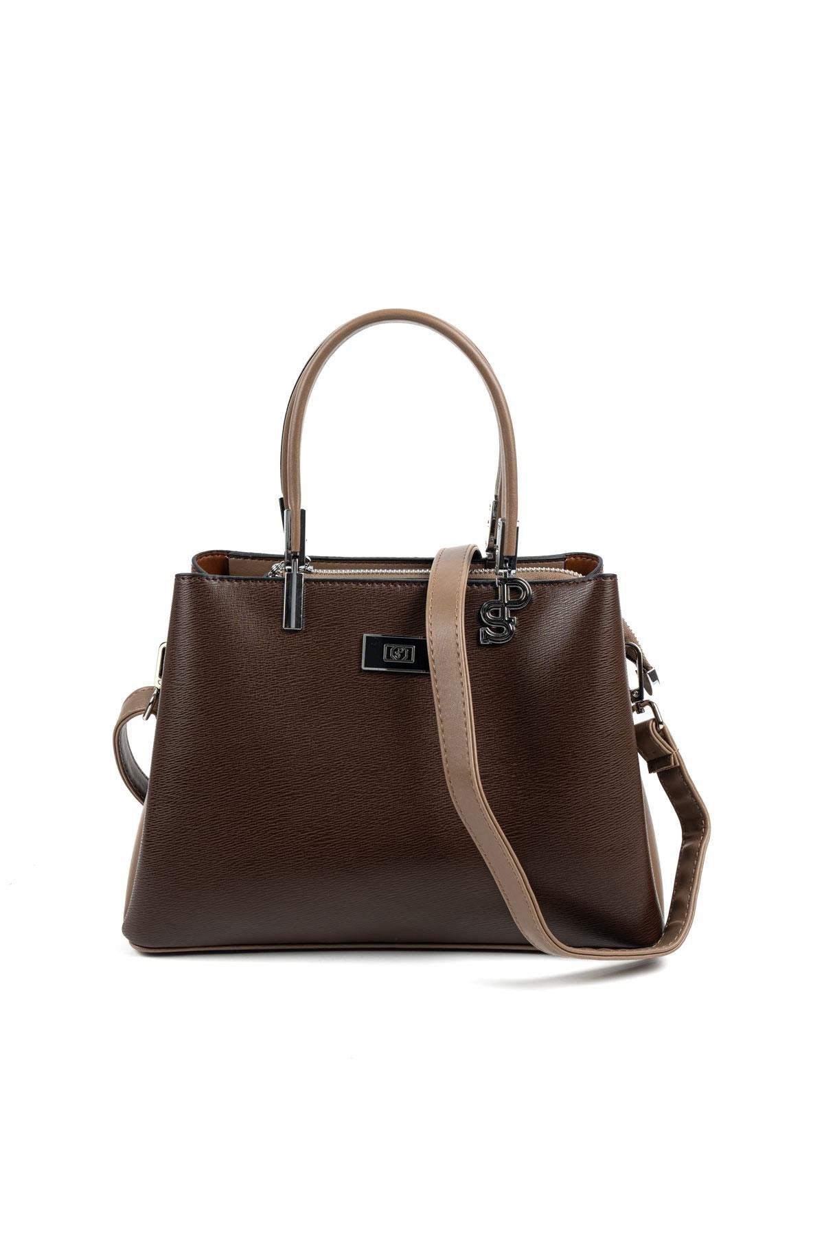 Silver & Polo SP1098 Kadın El Çantası Düz Kahve-Vizon