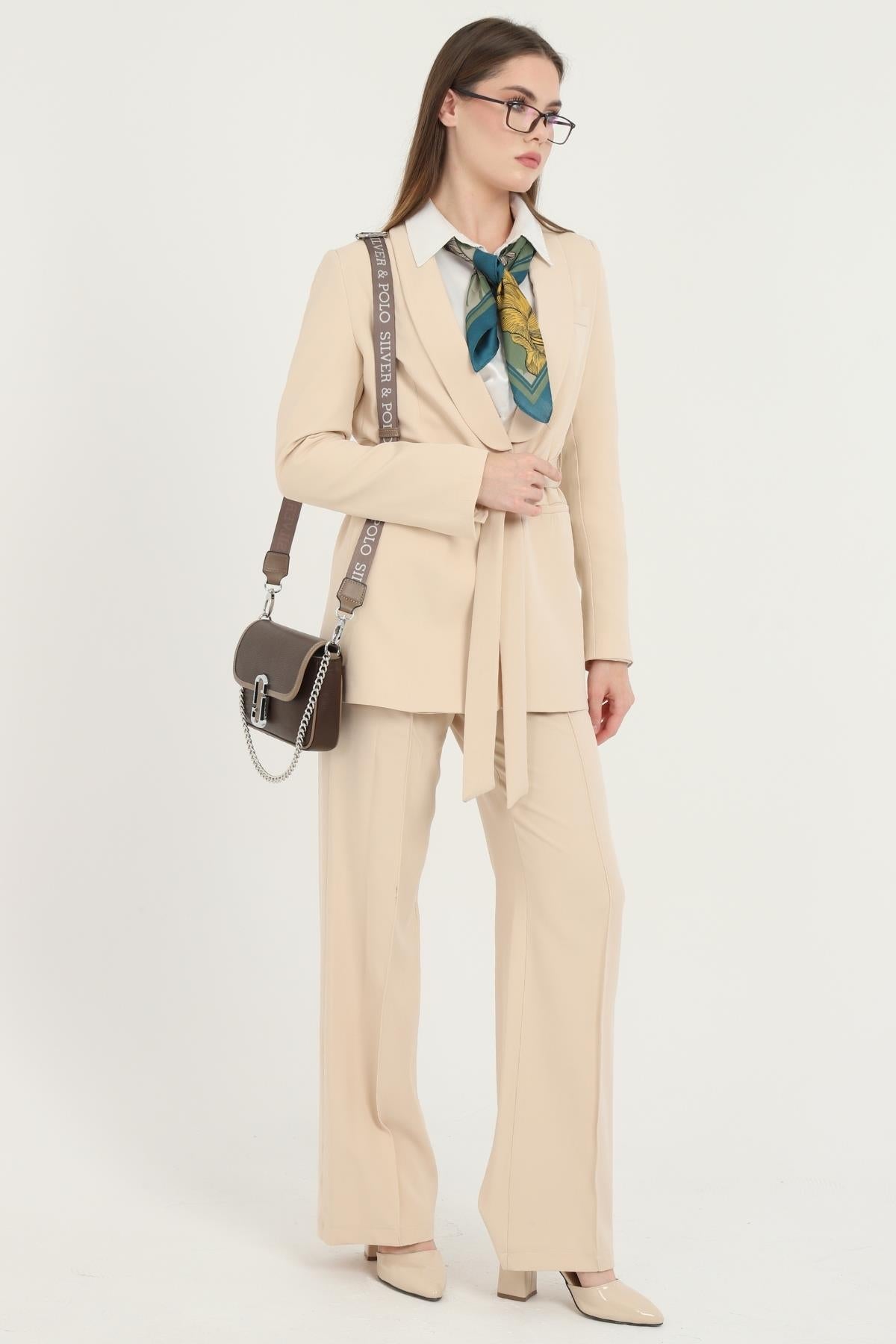 Silver & Polo Kahve - Vizon SP1171 Kadın Omuz Çantası