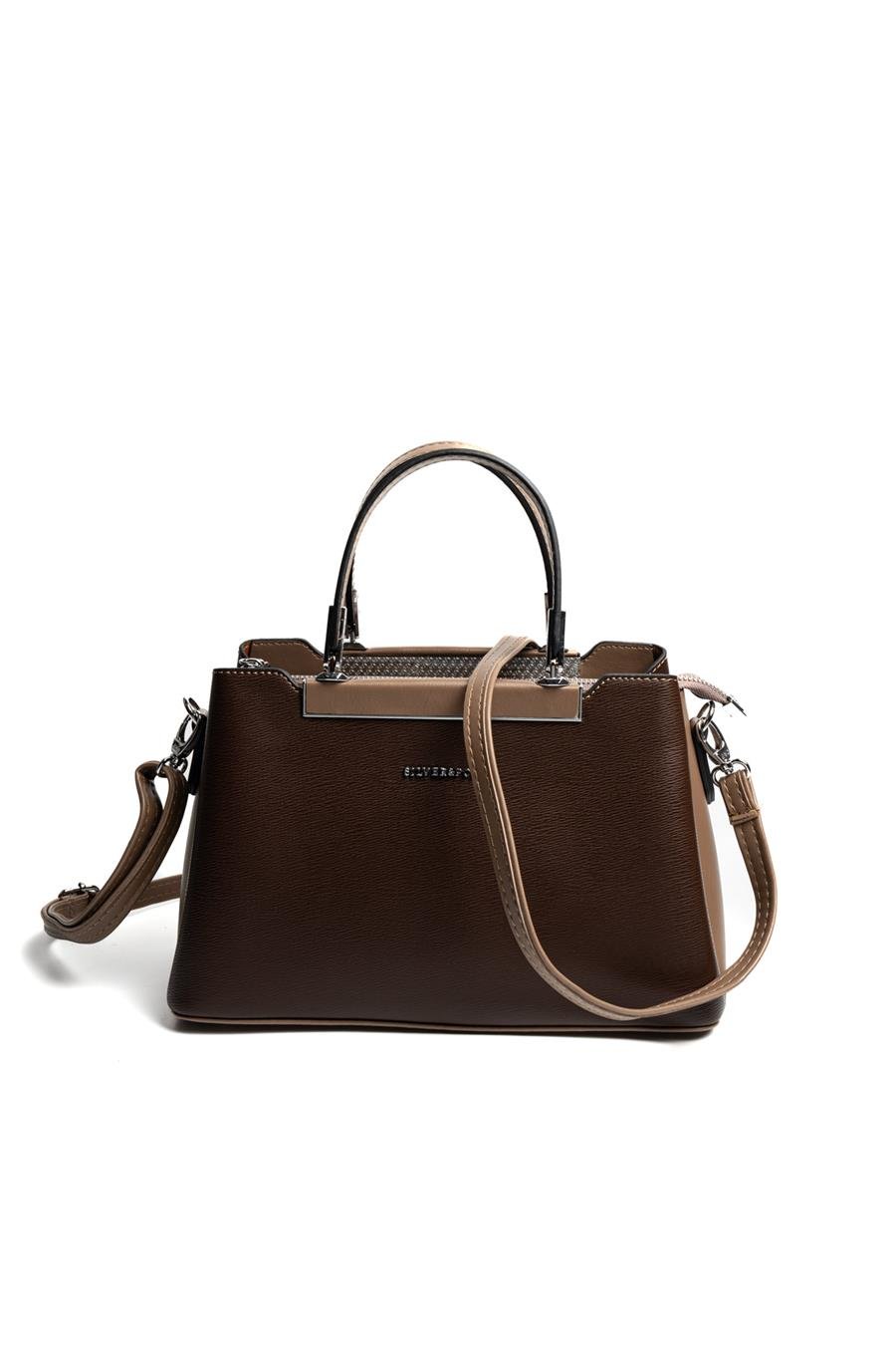 Silver & Polo SP913 Kadın El Çantası Düz Kahve-Vizon