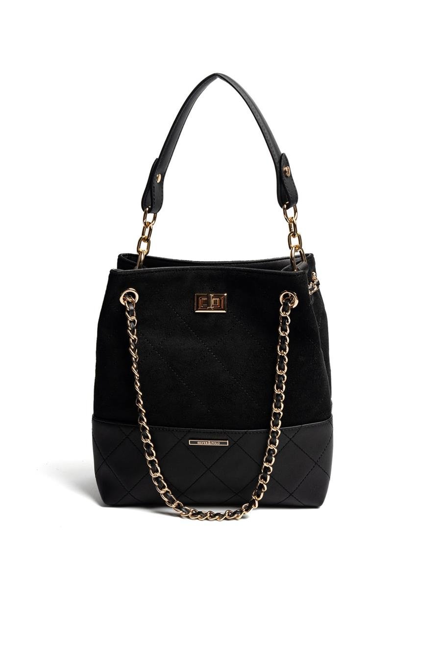 Silver & Polo SP1262 Kadın Omuz Çantası Süet Siyah