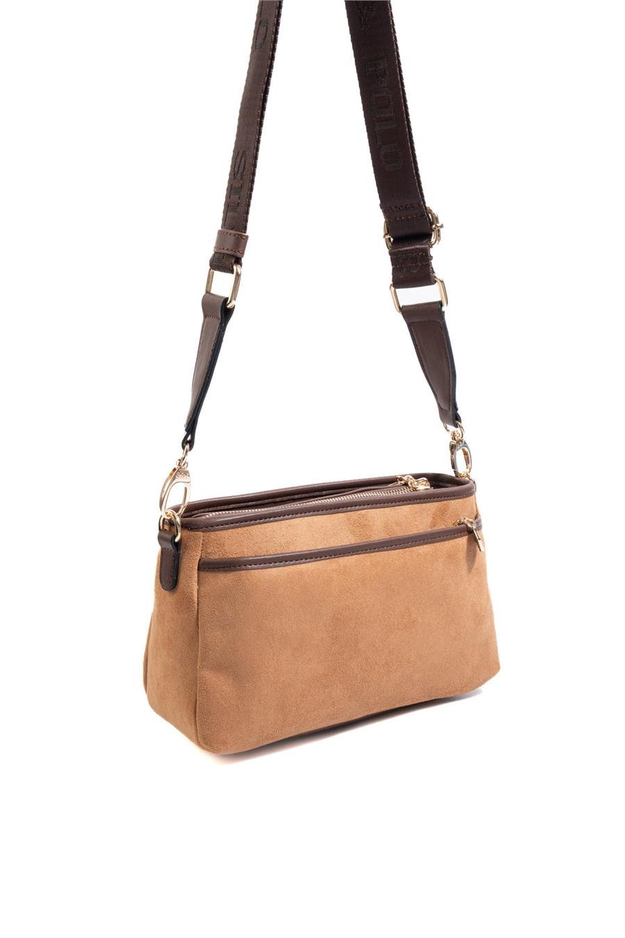 Silver & Polo SP1184 Kadın Çapraz Çanta Süet Taba-Kahve