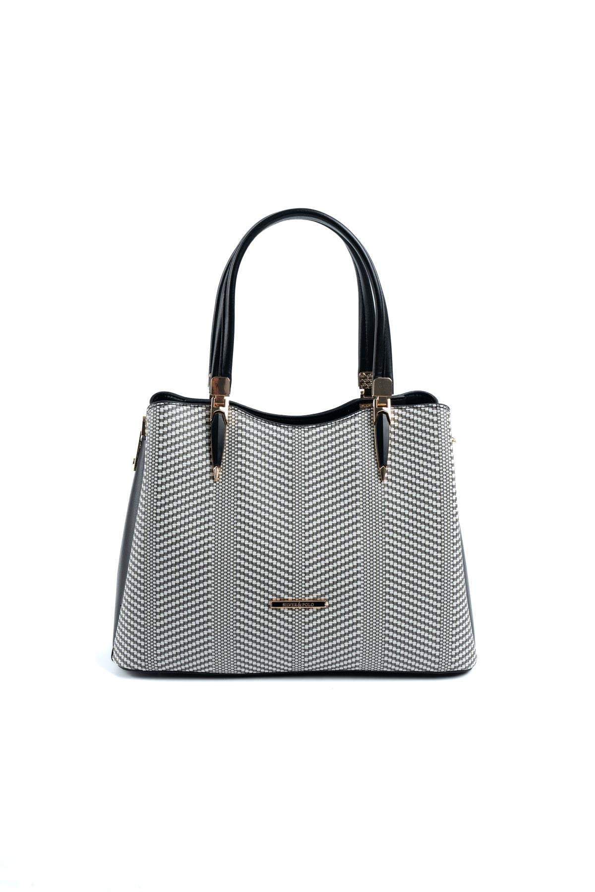 Silver & Polo Siyah Beyaz - Siyah SP1205 Kadın El Çantası