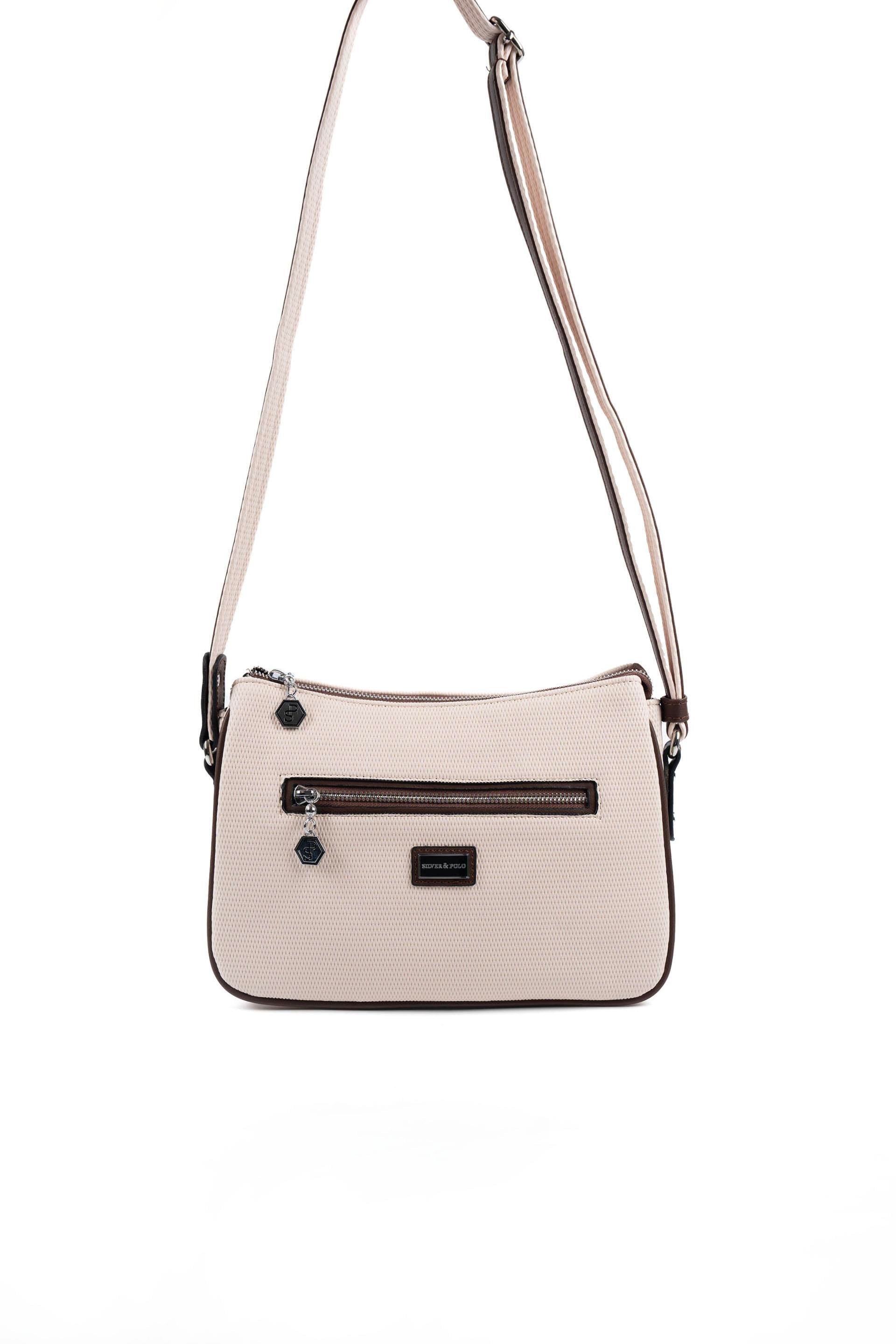 Silver & Polo Bej - Kahve SP818 Kadın Çapraz Çanta