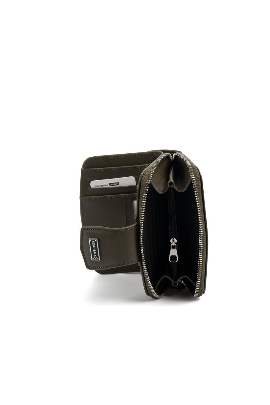 Silver & Polo SP874 Kadın Cüzdan & Kartlık Düz Zeytuni