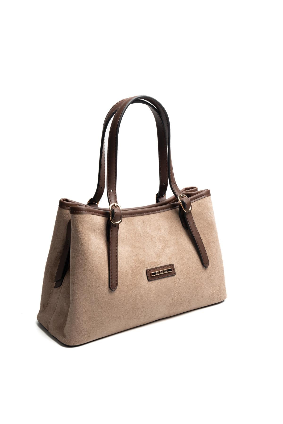 Silver & Polo SP1252 Kadın El Çantası Süet Vizon-Kahve