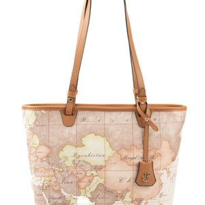 Silver & Polo SP1204 Kadın Omuz Çantası Harita Bej-A.Taba