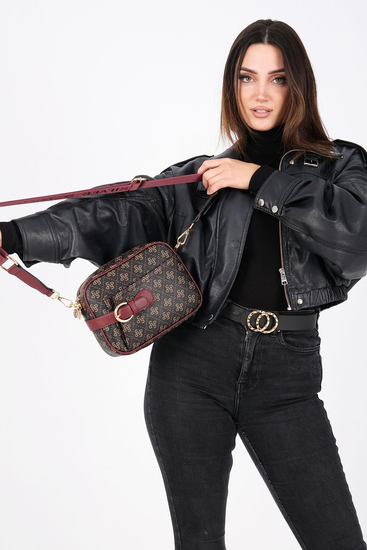 Silver & Polo Kahve Sarı - Bordo SP1256 Çapraz Çanta