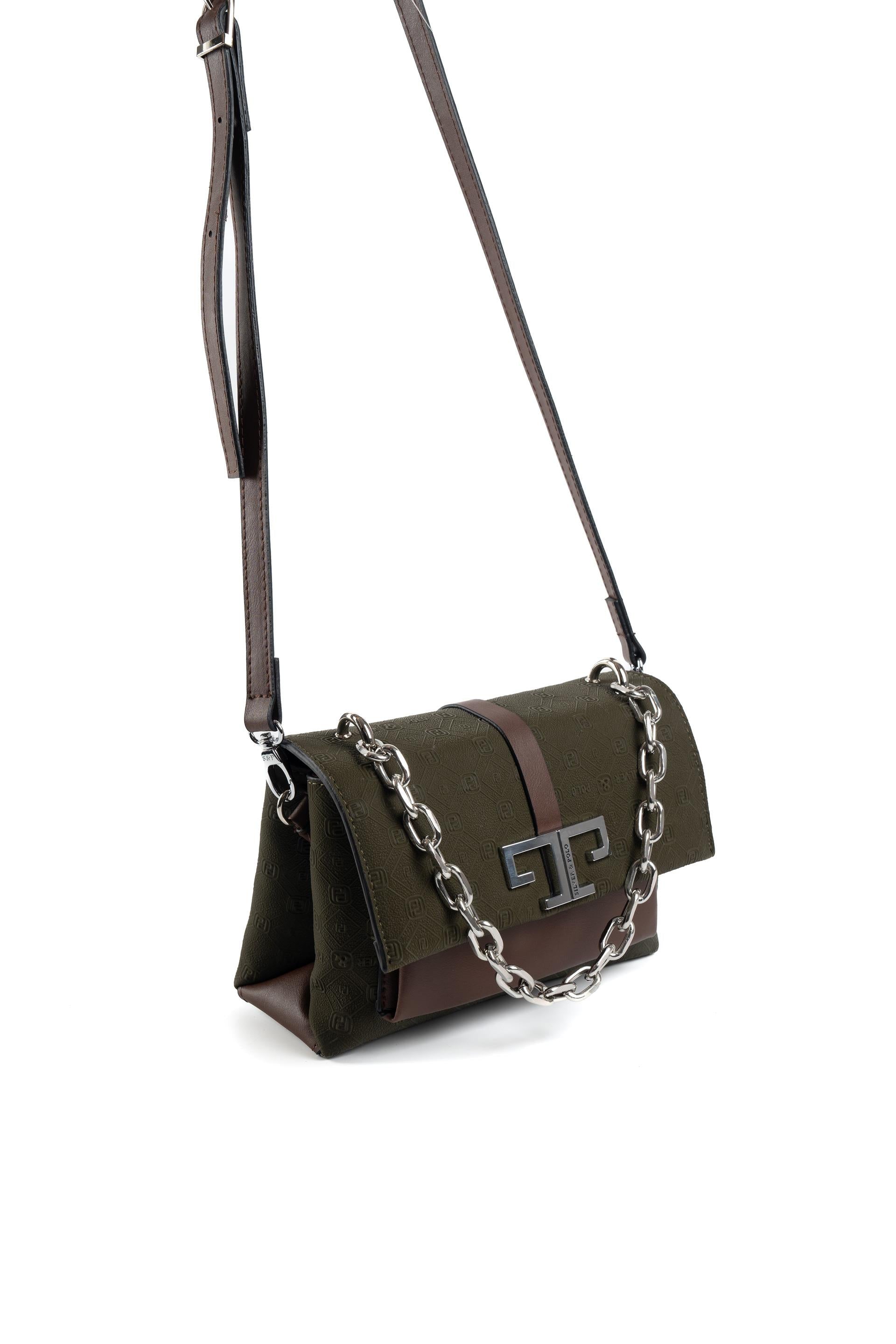 Silver & Polo Haki - Kahve SP1148 Kadın Çapraz Çanta