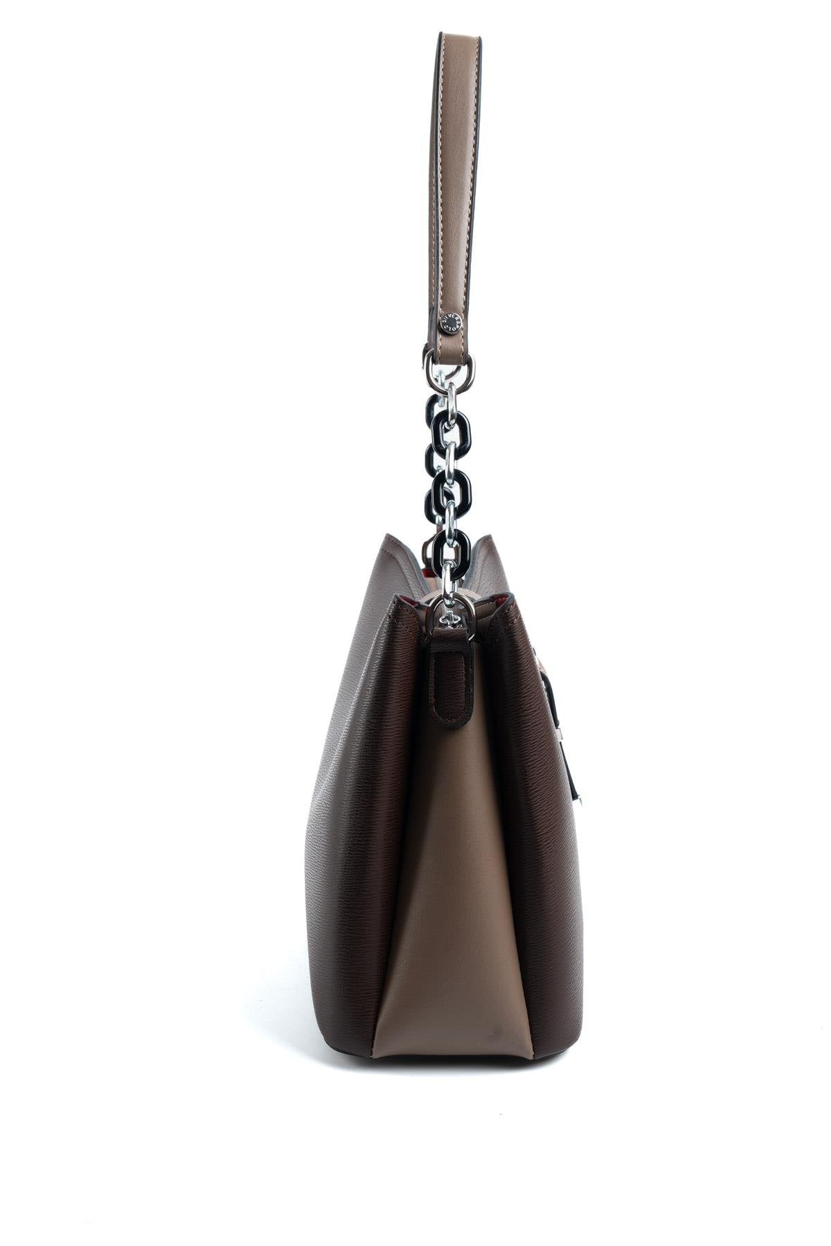 Silver & Polo Kahve - Vizon SP974 Kadın Omuz Çantası