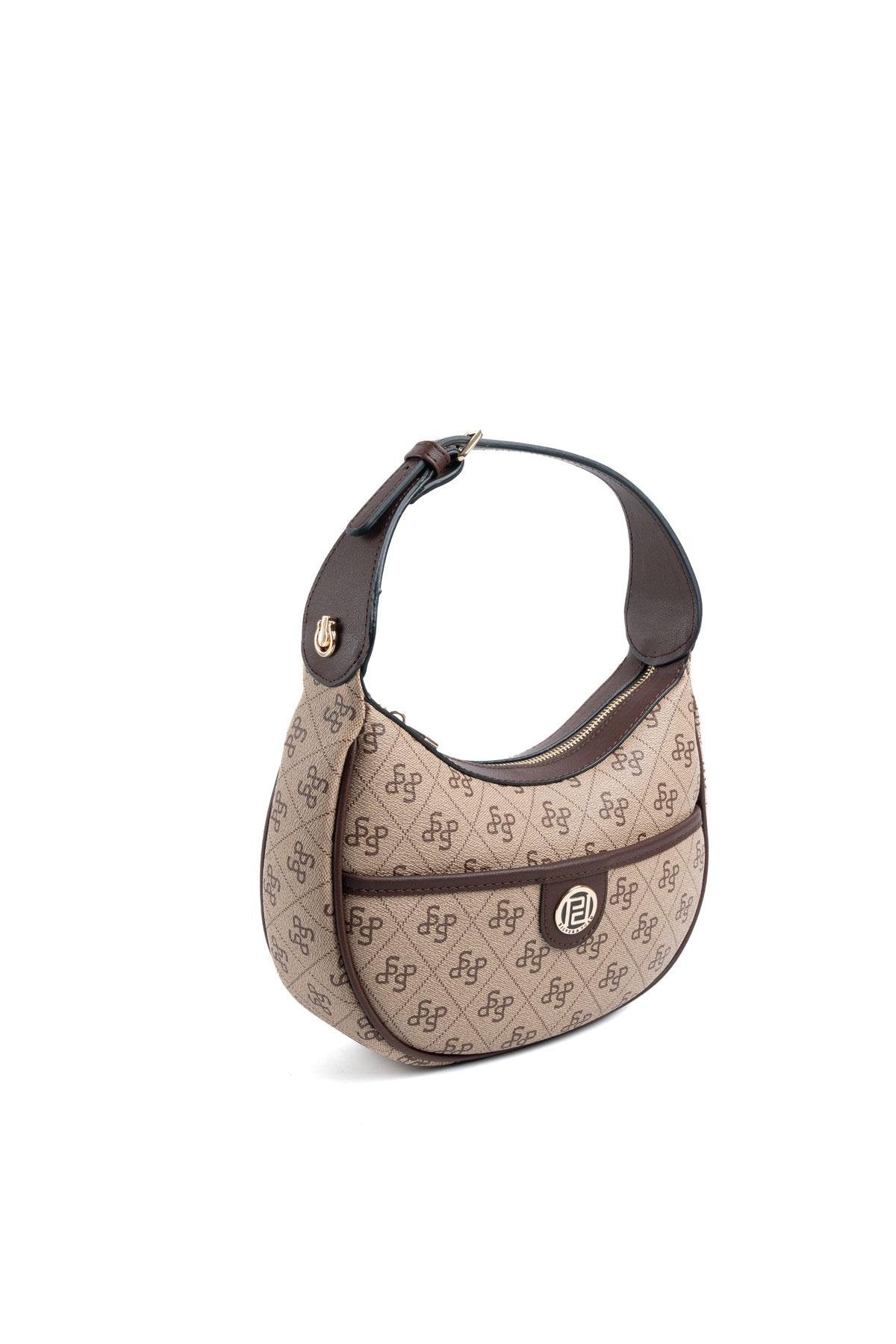 Silver & Polo Koyu Bej - Kahve SP1194 Kadın Omuz Çantası