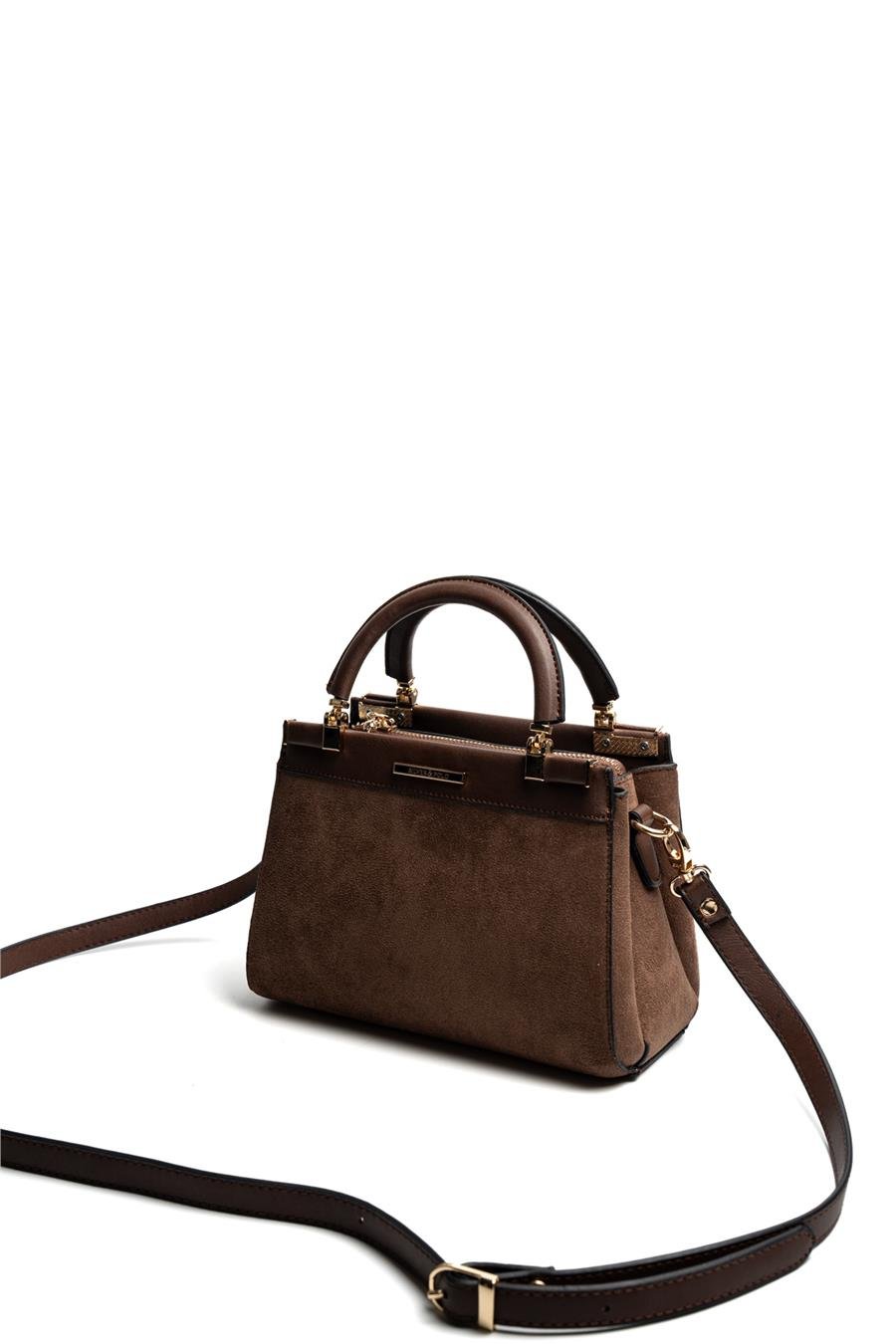 Silver & Polo SP1193 Kadın El Çantası Süet Kahve