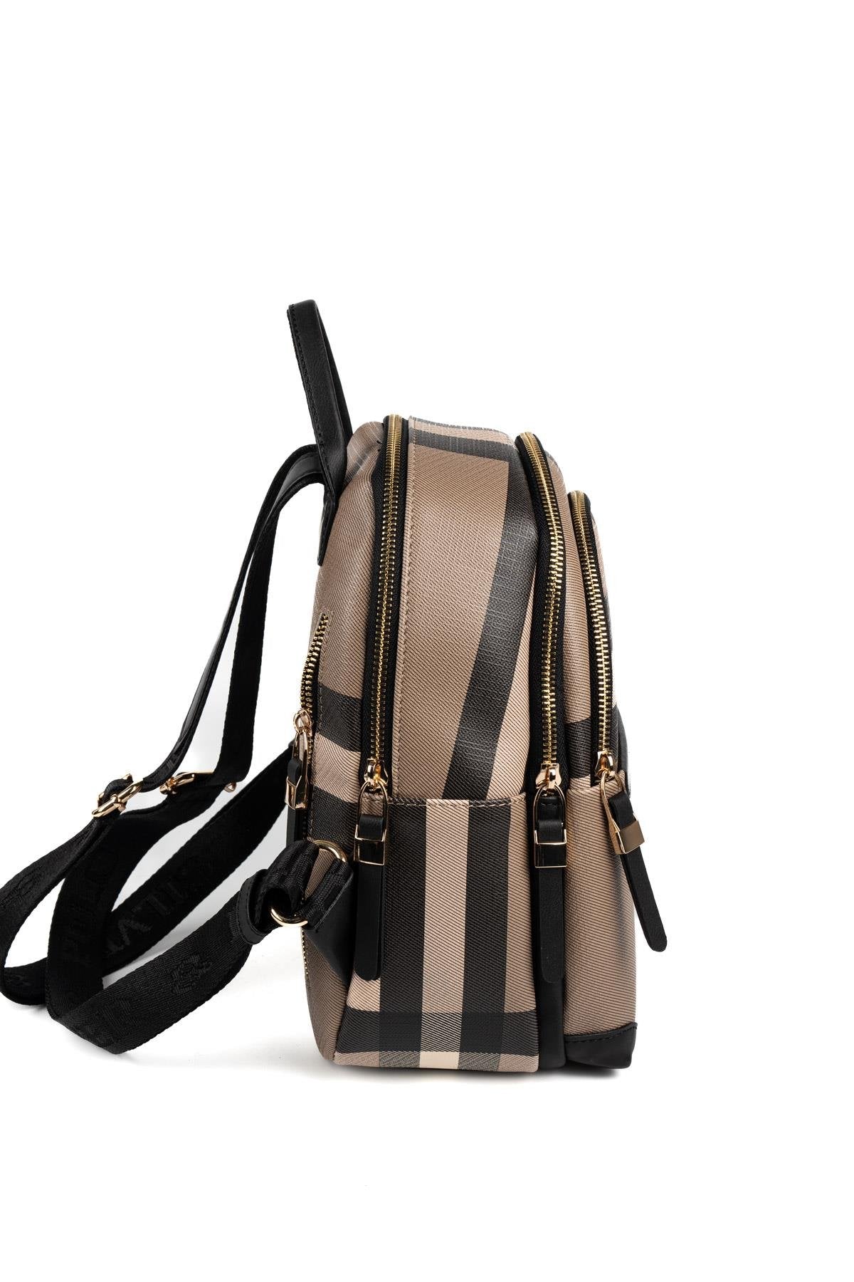 Silver & Polo SP1265 Kadın Sırt Çantası Ekose Kahve-Siyah