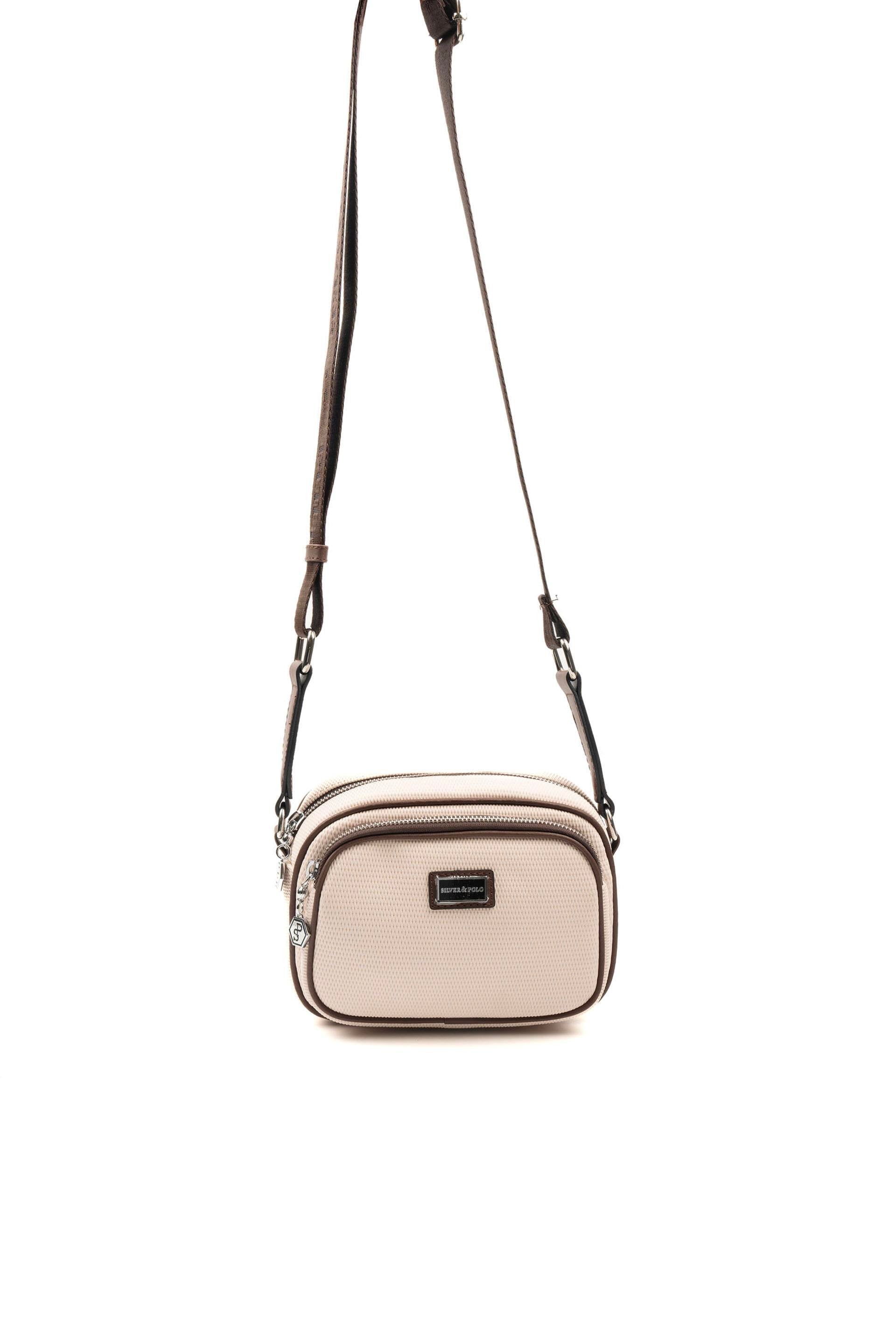Silver & Polo Bej - Kahve SP1111 Kadın Çapraz Çanta