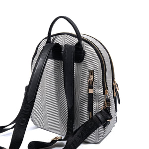 Silver & Polo SP1265 Kadın Sırt Çantası Hasır Siyah Beyaz-Siyah