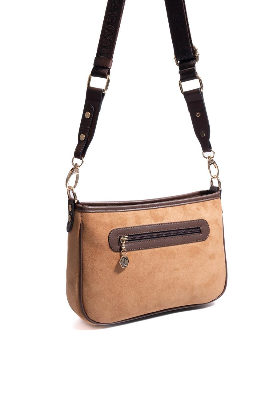 Silver & Polo SP1160 Kadın Çapraz Çanta Süet Taba-Kahve