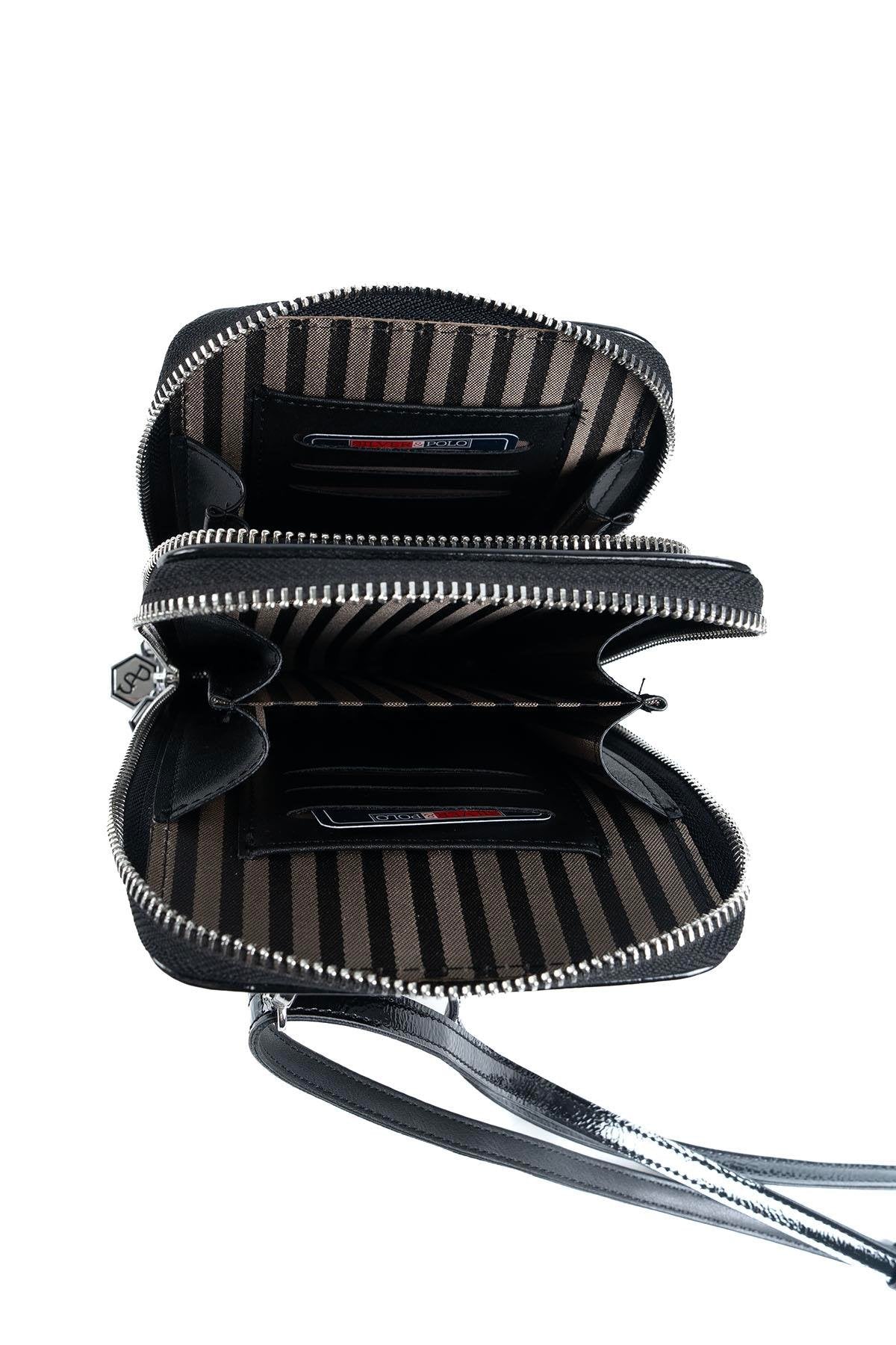 Silver & Polo Koyu Bej  - Taba SP1011 Kadın Askılı Cüzdanlı Telefon Çantası