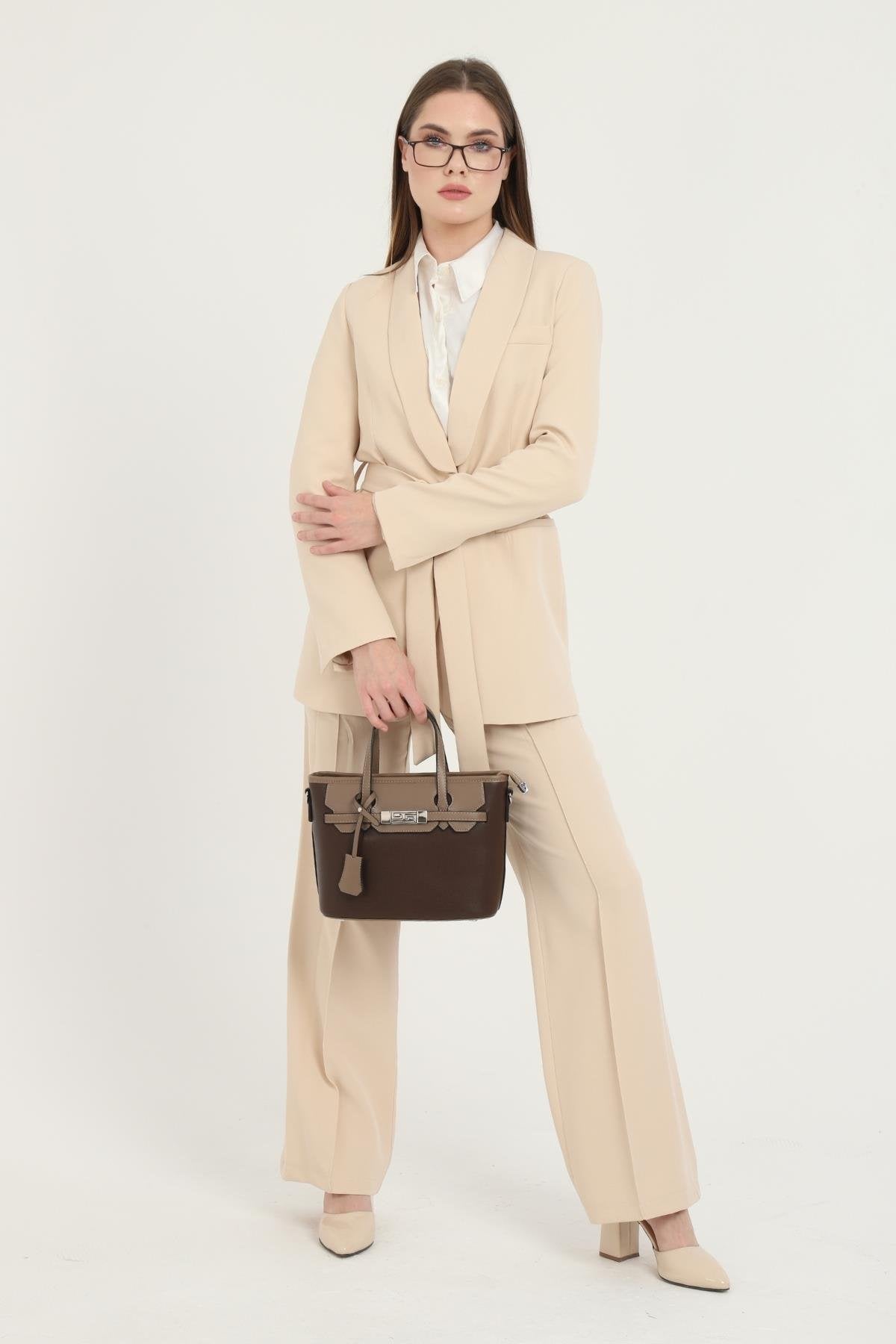 Silver & Polo Kahve - Vizon SP1185 Kadın El Çantası