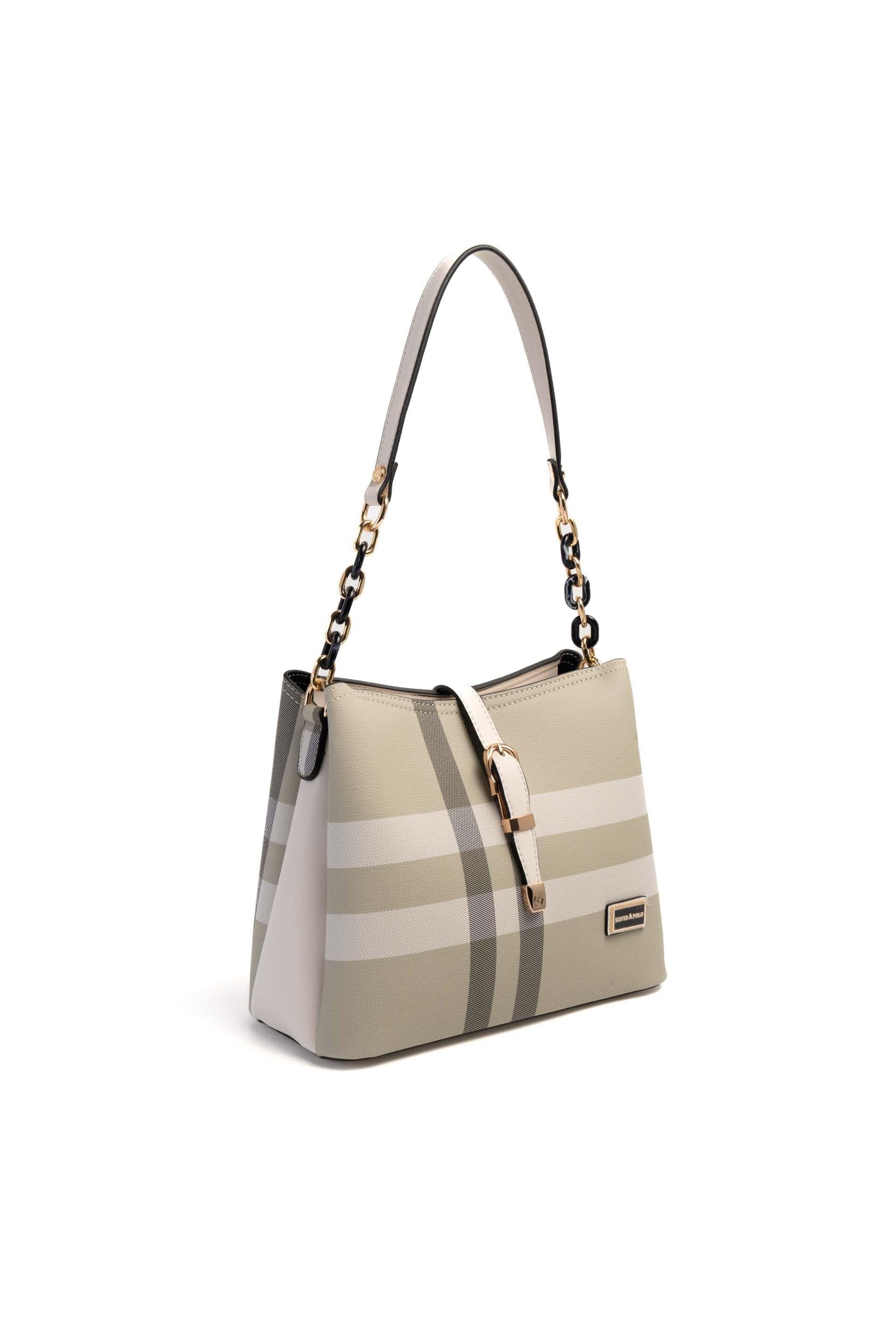 Silver & Polo A.Yeşil - Kemik SP974 Kadın Omuz Çantası