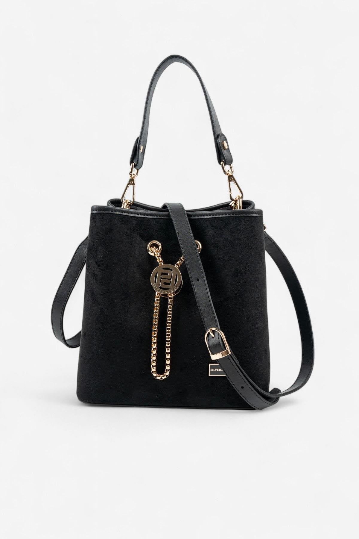 Silver & Polo SP967 Kadın Çapraz Çanta Süet Siyah
