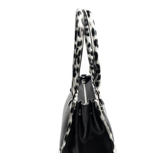 Silver & Polo SP1261 Kadın El Çantası Düz Siyah-Leopar Gri