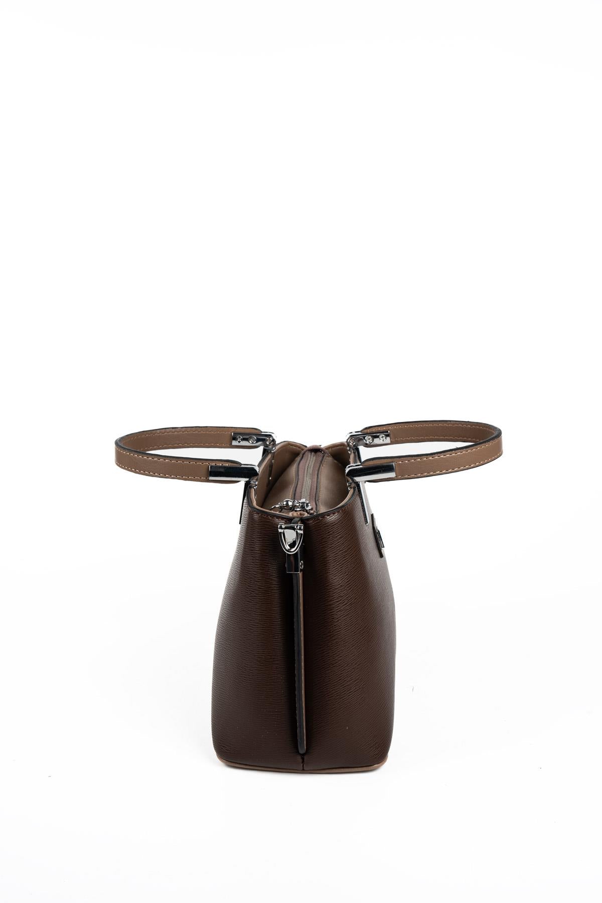 Silver & Polo SP987 Kadın El Çantası Düz Kahve-Vizon