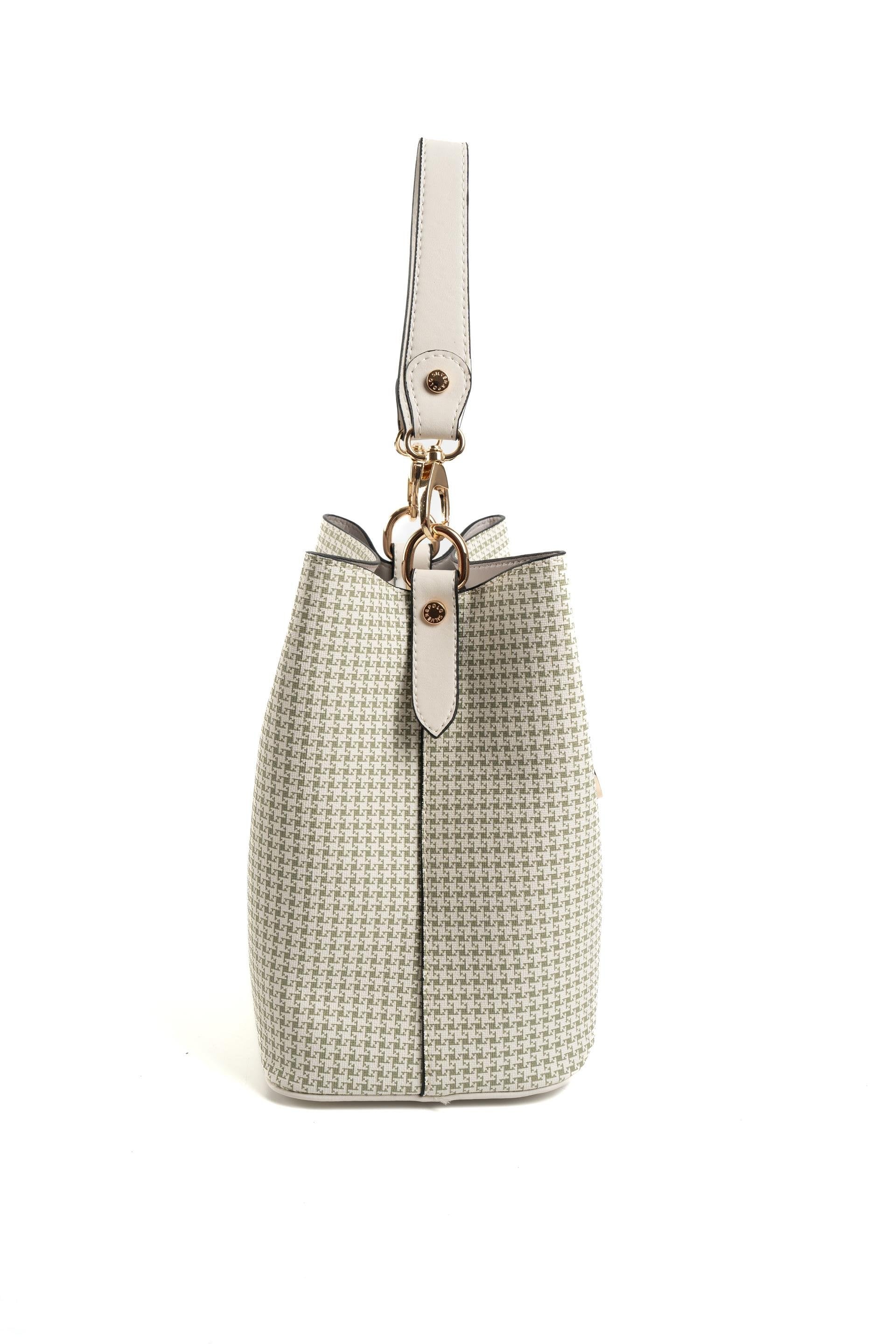 Silver & Polo Yeşil - Kemik SP967 Kadın Çapraz Çanta