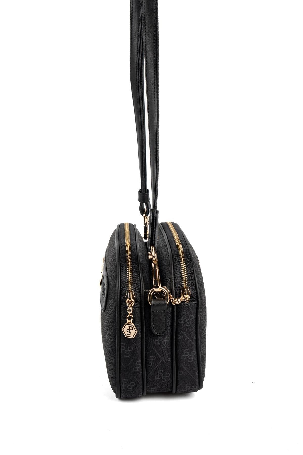 Silver & Polo SP745 Kadın Çapraz Çanta Monogram Siyah