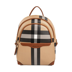Silver & Polo SP1265 Kadın Sırt Çantası Ekose Bej-Taba