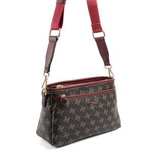 Silver & Polo Kahve Sarı - Bordo SP1184 Kadın Çapraz Çanta