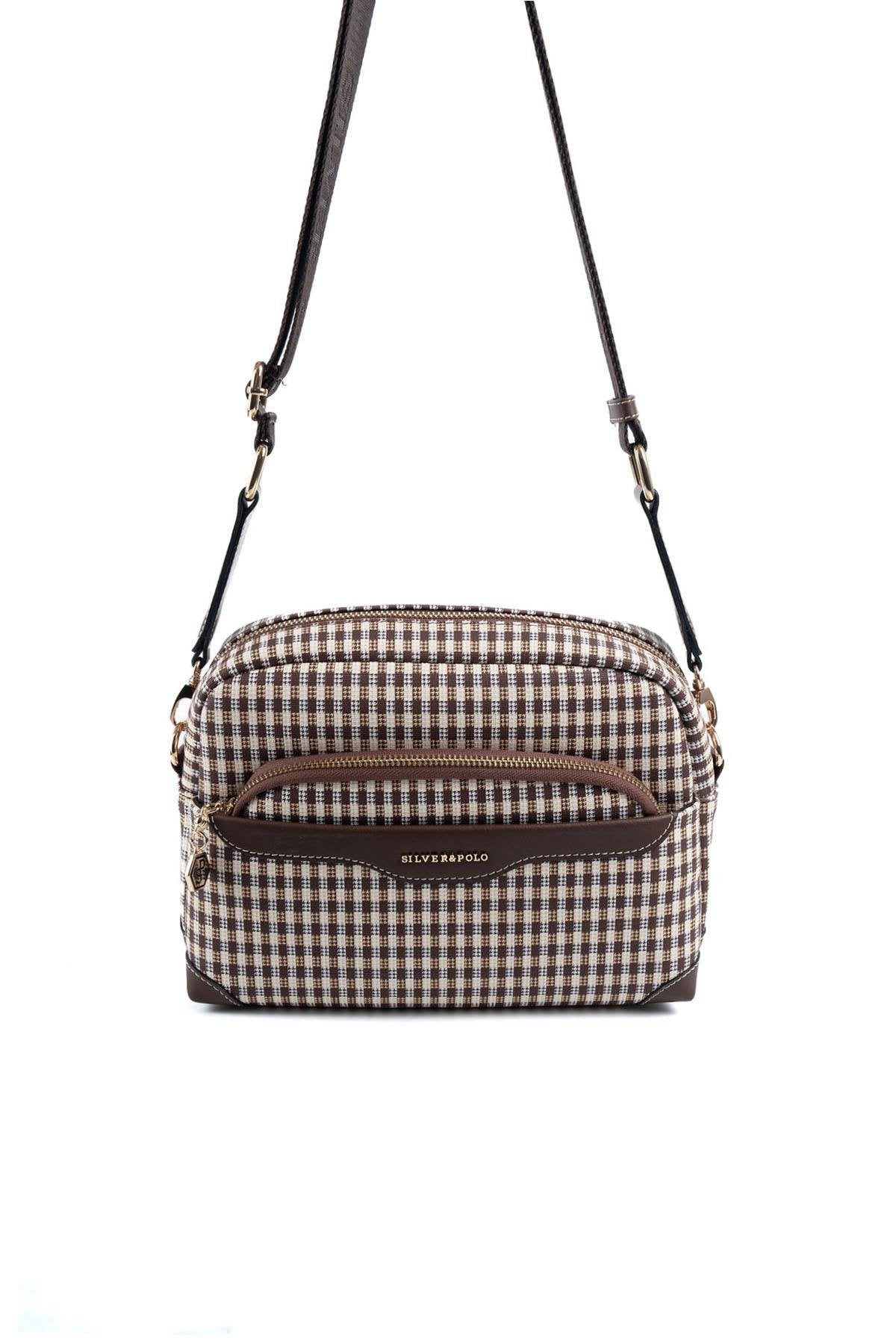 Silver & Polo Kahve Sarı - Kahve SP1201 Kadın Çapraz Çanta