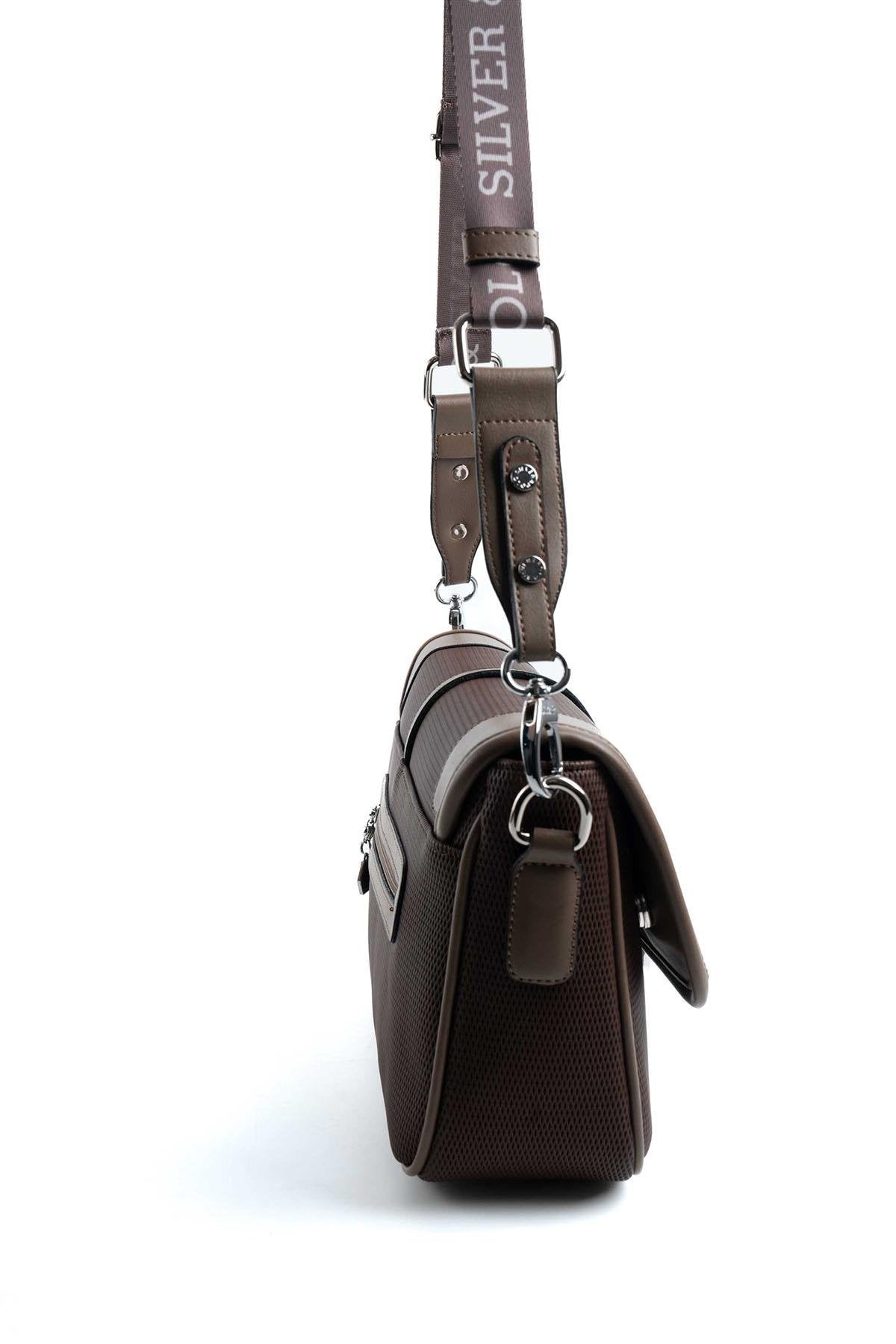 Silver & Polo Kahve - Vizon SP1182 Kadın Çapraz Çanta