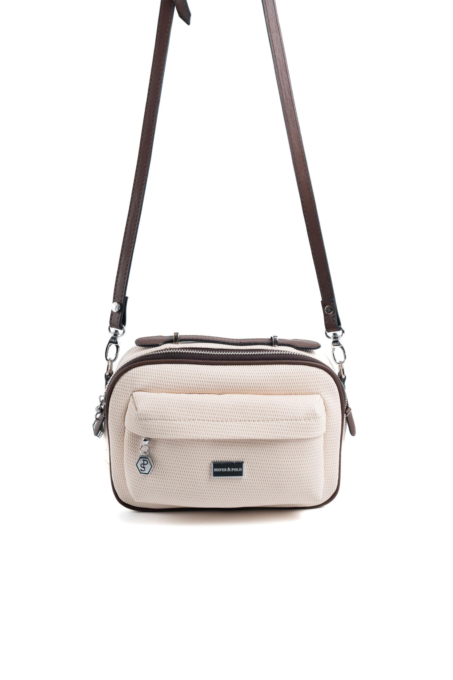 Silver & Polo Bej - Kahve SP1186 Kadın Çapraz Çanta