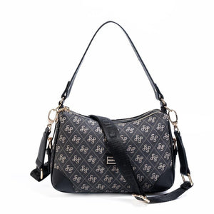 Silver & Polo SP1269 Kadın Omuz Çantası Monogram Füme-Siyah