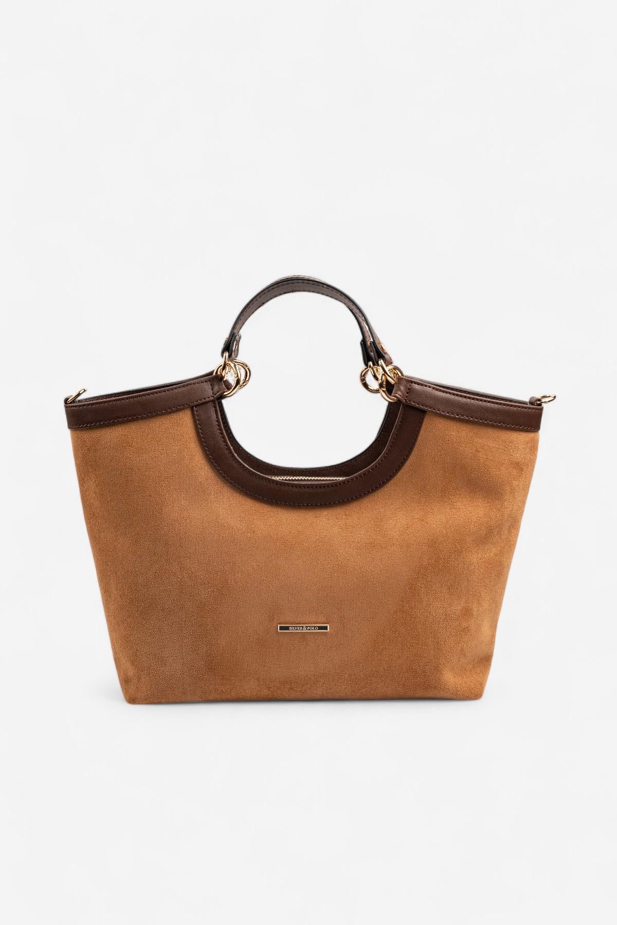 Silver & Polo SP1189 Kadın El Çantası Süet Taba-Kahve