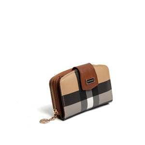 Silver & Polo SP874 Kadın Cüzdan & Kartlık Ekose Bej-Taba