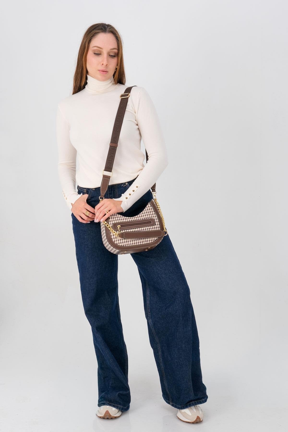 Silver & Polo Kahve Sarı - Kahve SP1168 Kadın Omuz Çantası