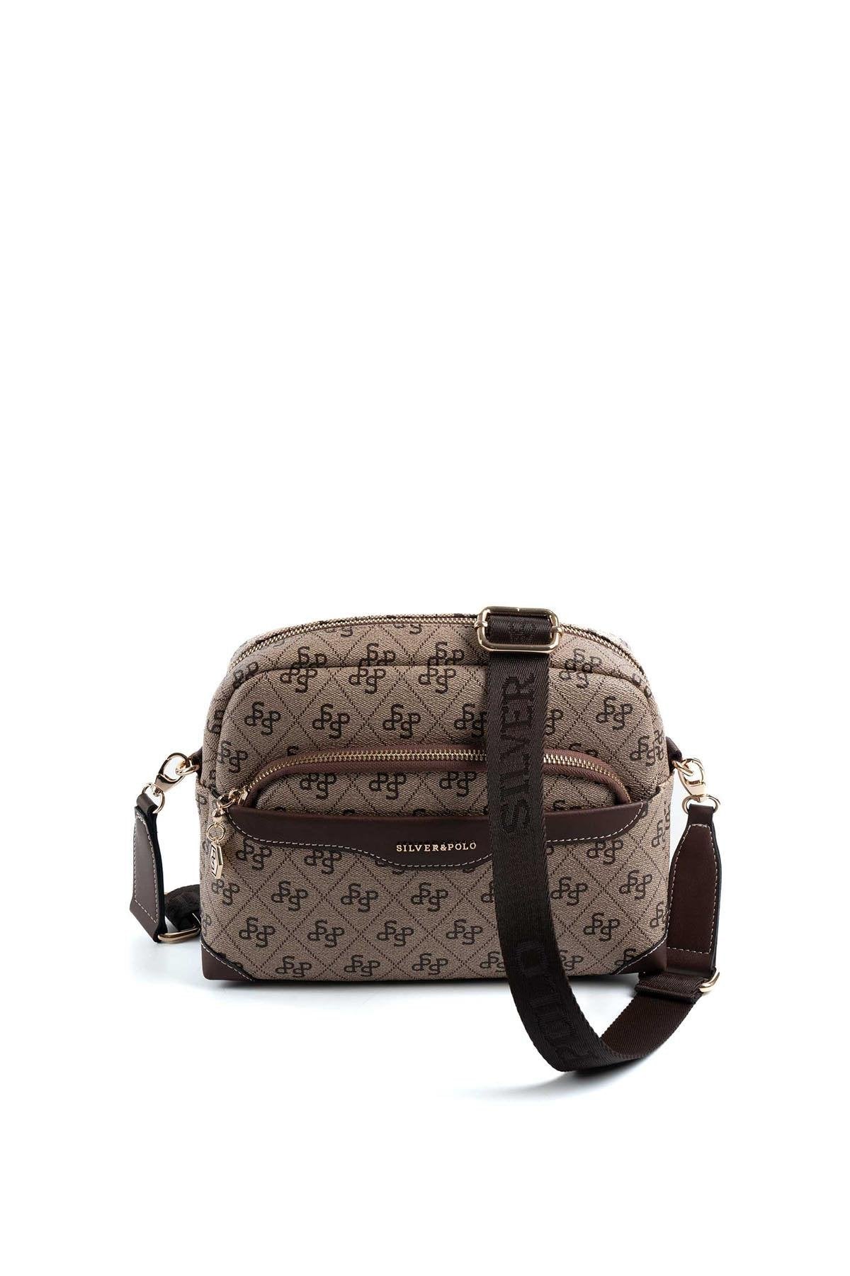 Silver & Polo Koyu Bej - Kahve SP1201 Kadın Çapraz Çanta