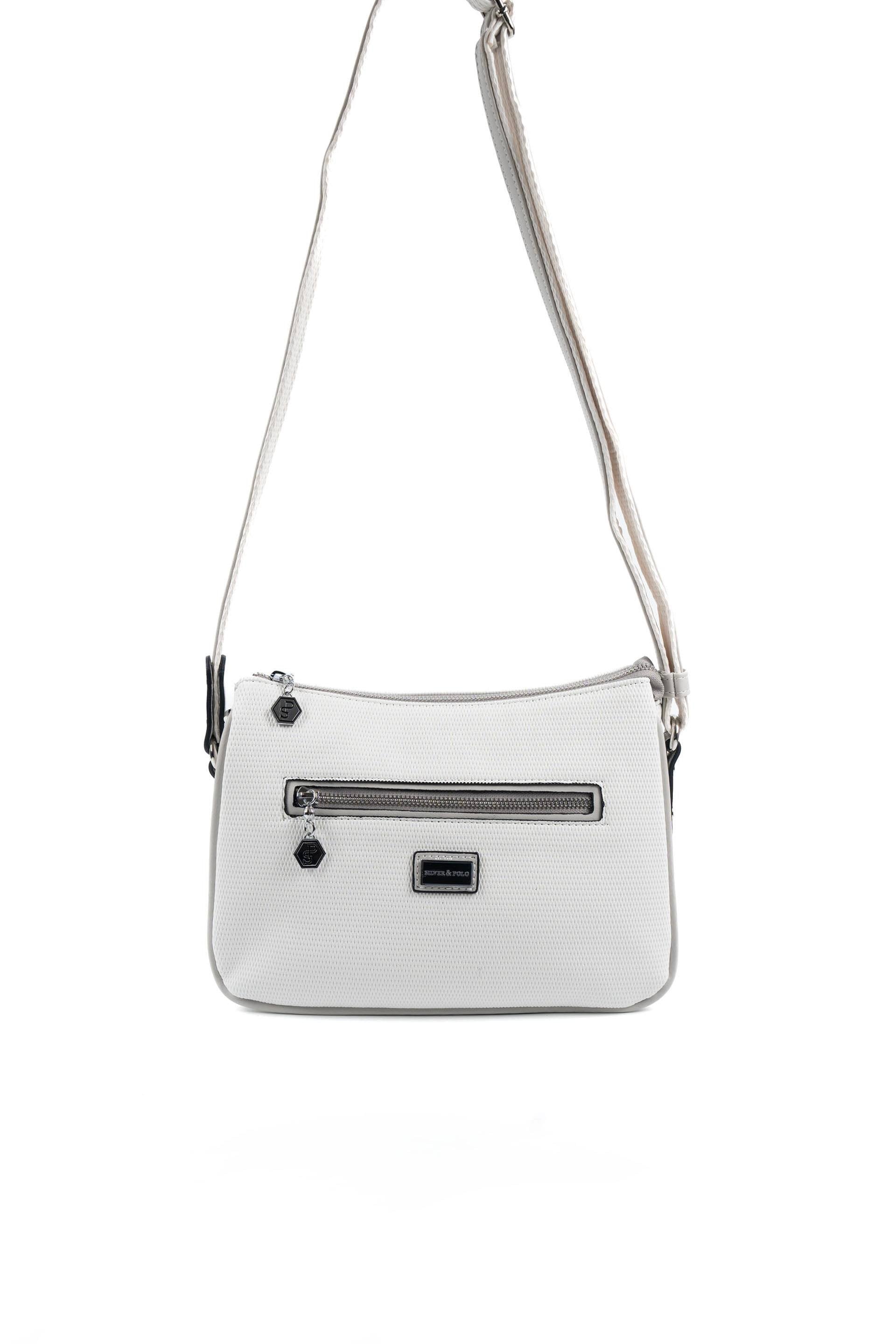 Silver & Polo Beyaz - A.gri SP818 Kadın Çapraz Çanta