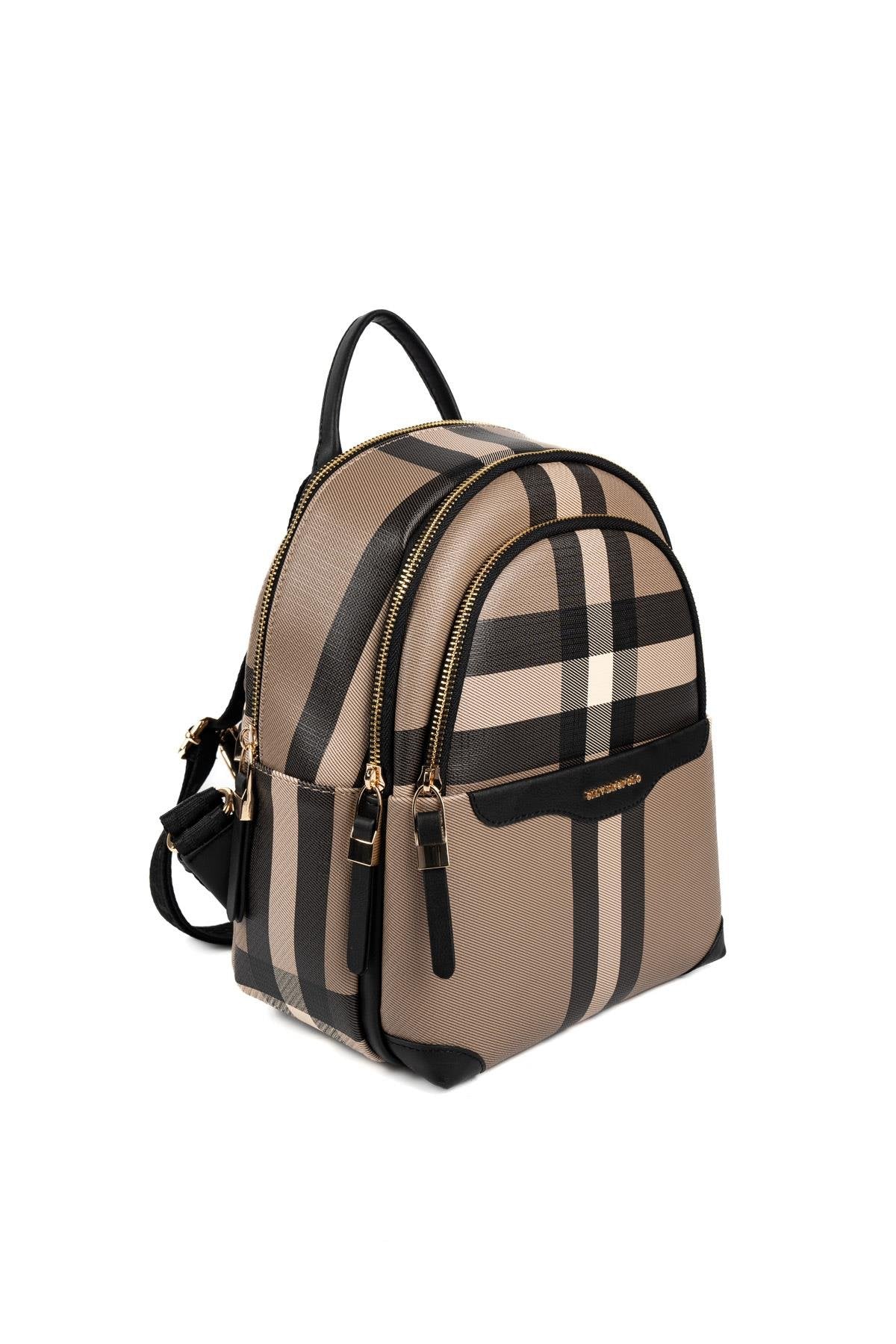 Silver & Polo SP1265 Kadın Sırt Çantası Ekose Kahve-Siyah