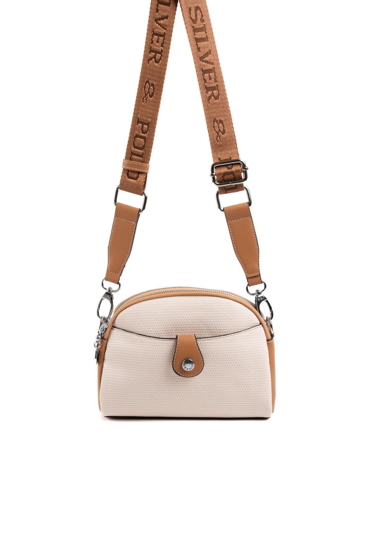 Silver & Polo Bej - A.Taba SP1144 Kadın Çapraz Çanta