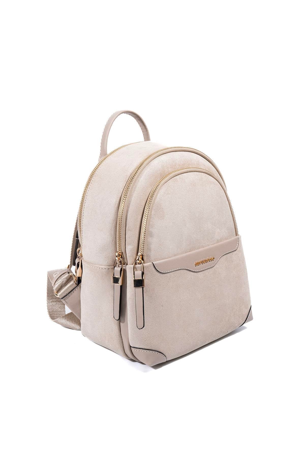 Silver & Polo SP1265 Kadın Sırt Çantası Süet Bej-Kum