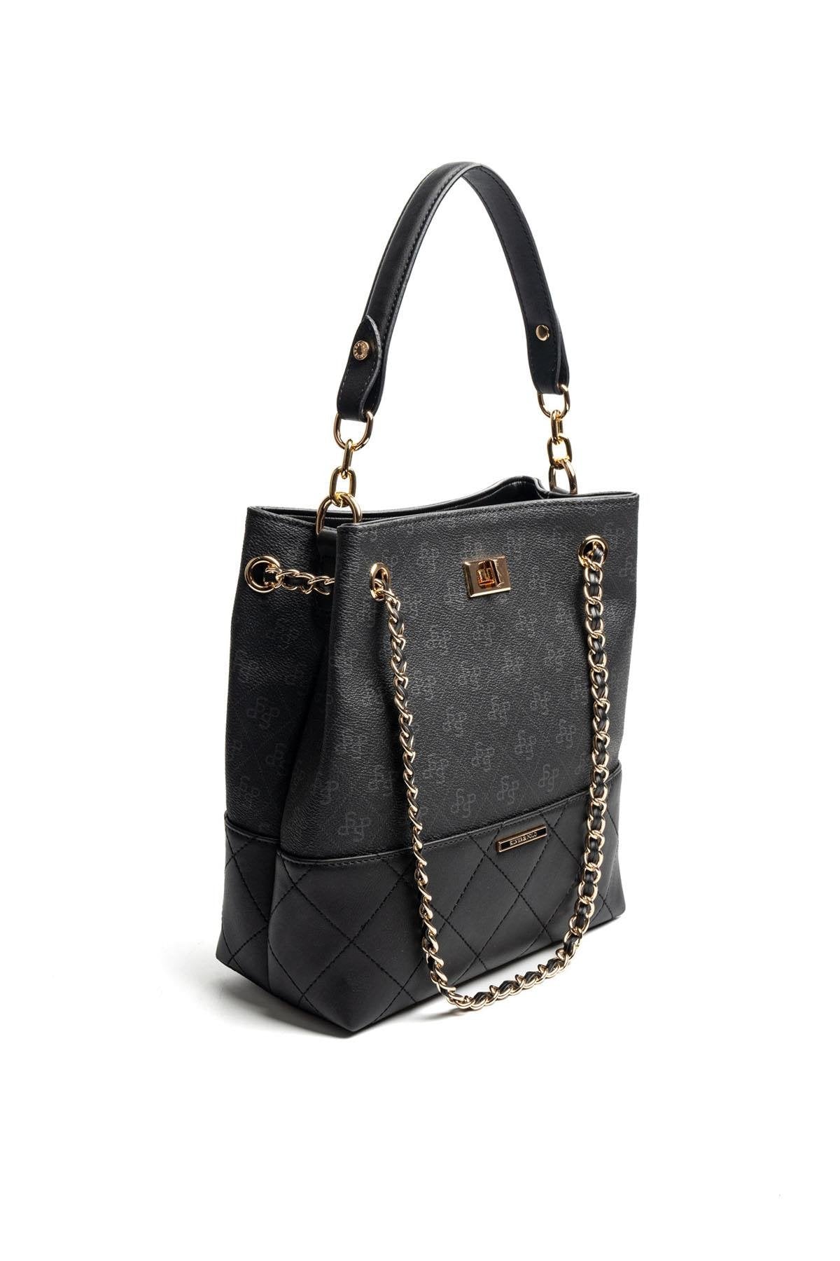 Silver & Polo SP1262 Kadın Omuz Çantası Monogram Siyah