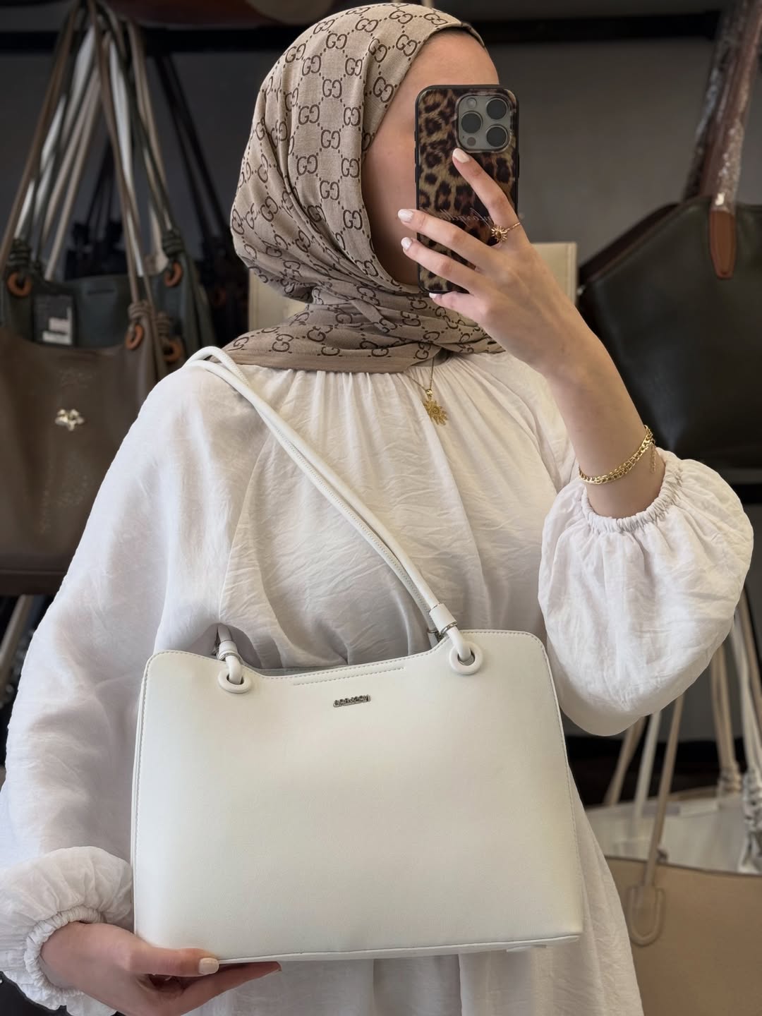 Nas Bag  Beyaz Klasik 3 Bölmeli Kadın Omuz Çantas - 1540