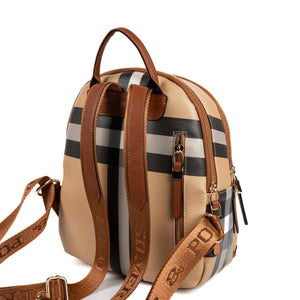 Silver & Polo SP1265 Kadın Sırt Çantası Ekose Bej-Taba